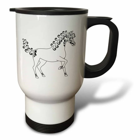 

Horse Lover Gifts - Tattooed Horse Outline - White and Black 14oz Stainless Steel Travel Mug tm-35449-1