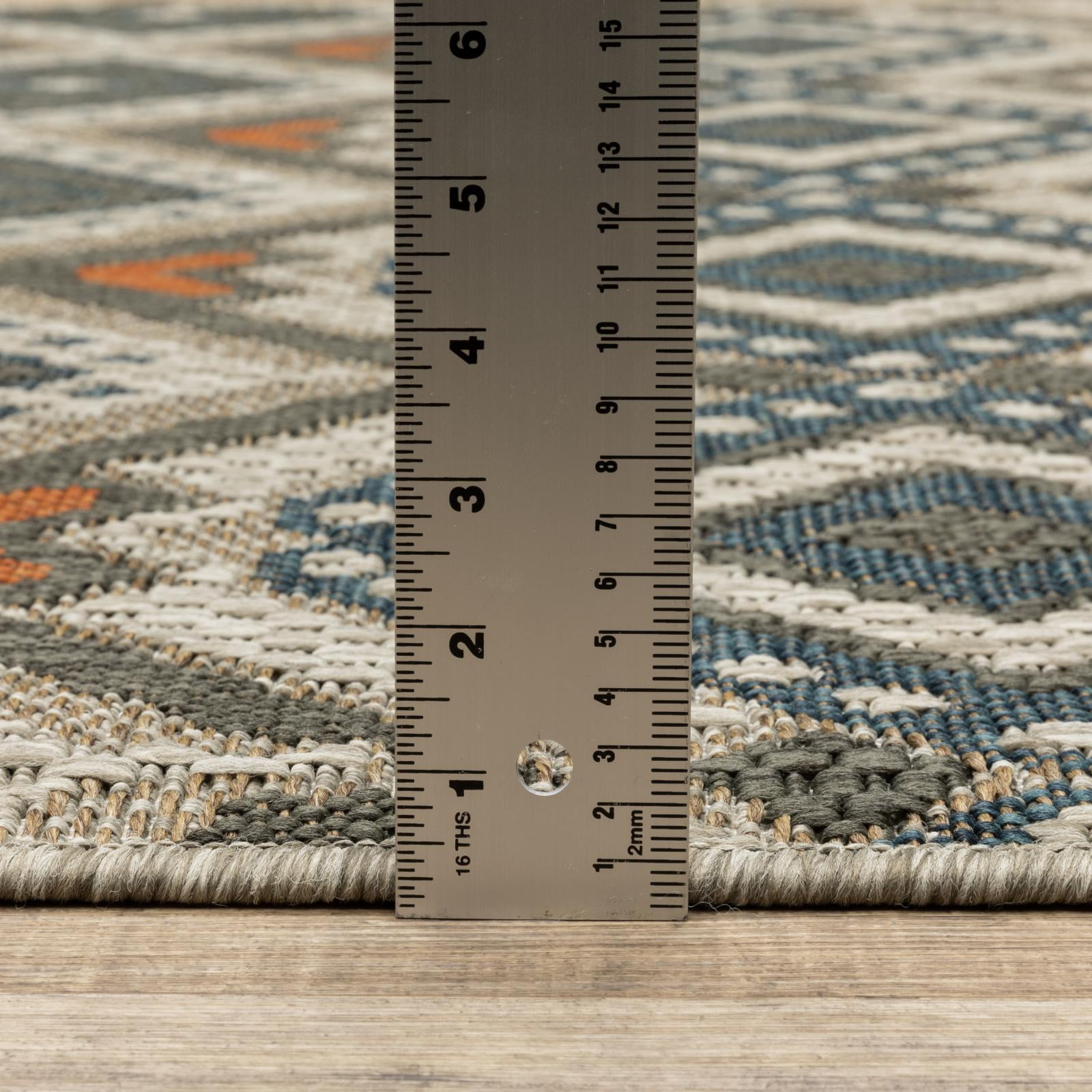 Avalon Home Lakeland Tribal Indoor/Outdoor Rug, 5'3" X 7'3", Grey/ Orange