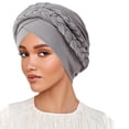 thumbnail image 1 of Milk Silk Hijab Headband Two Tone Solid Color Head Wrap with Design for Everyday and Comfort, 1 of 3