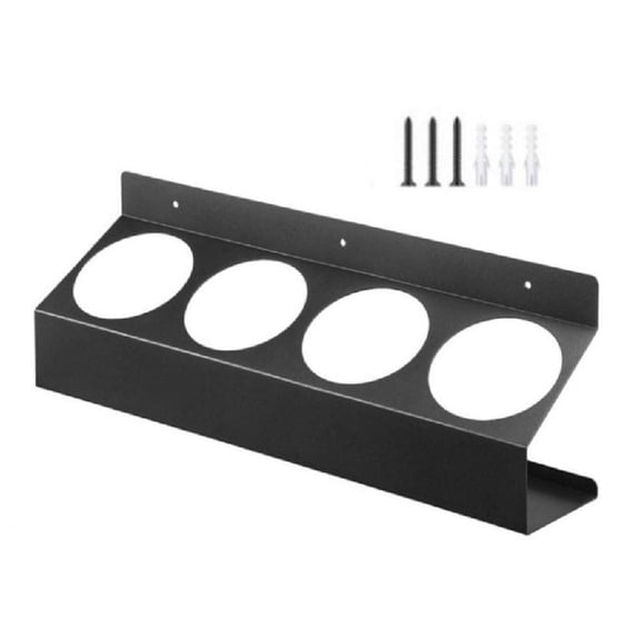 AOOOWER Black Aerosol Can Organizer for Workshop and Enclosed Trailers 4 Can Capacity Sprays Bottle Holder Wall Mount Shelf