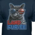 thumbnail image 3 of Teelocity Men's Funny Cat Red, White and Blue Americana Land of the Furee Navy Relaxed Fit Short Sleeve Graphic T-Shirt, 3 of 3