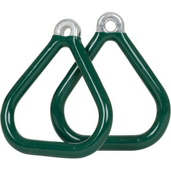 Swing Set Stuff Commercial Coated Triangle Trapeze Rings (Green) Pair with SSS logo Sticker