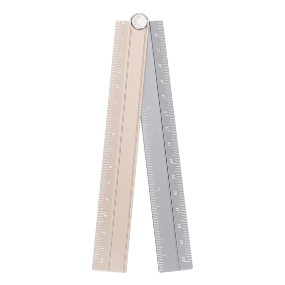Uxcell Folding Straight Ruler 30cm Metric Aluminum Alloy Protractor Foldable Angle Ruler Geometric Measuring Tool with Angle Line for Architects Artists Office, Gold Tone Silver Tone
