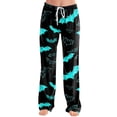 thumbnail image 2 of Women's Halloween Pajama Pants Casual Elastic High Waist Drawstring Pajamas Pumpkin Ghost Print Wide Leg Loungewear Bottoms, 2 of 5