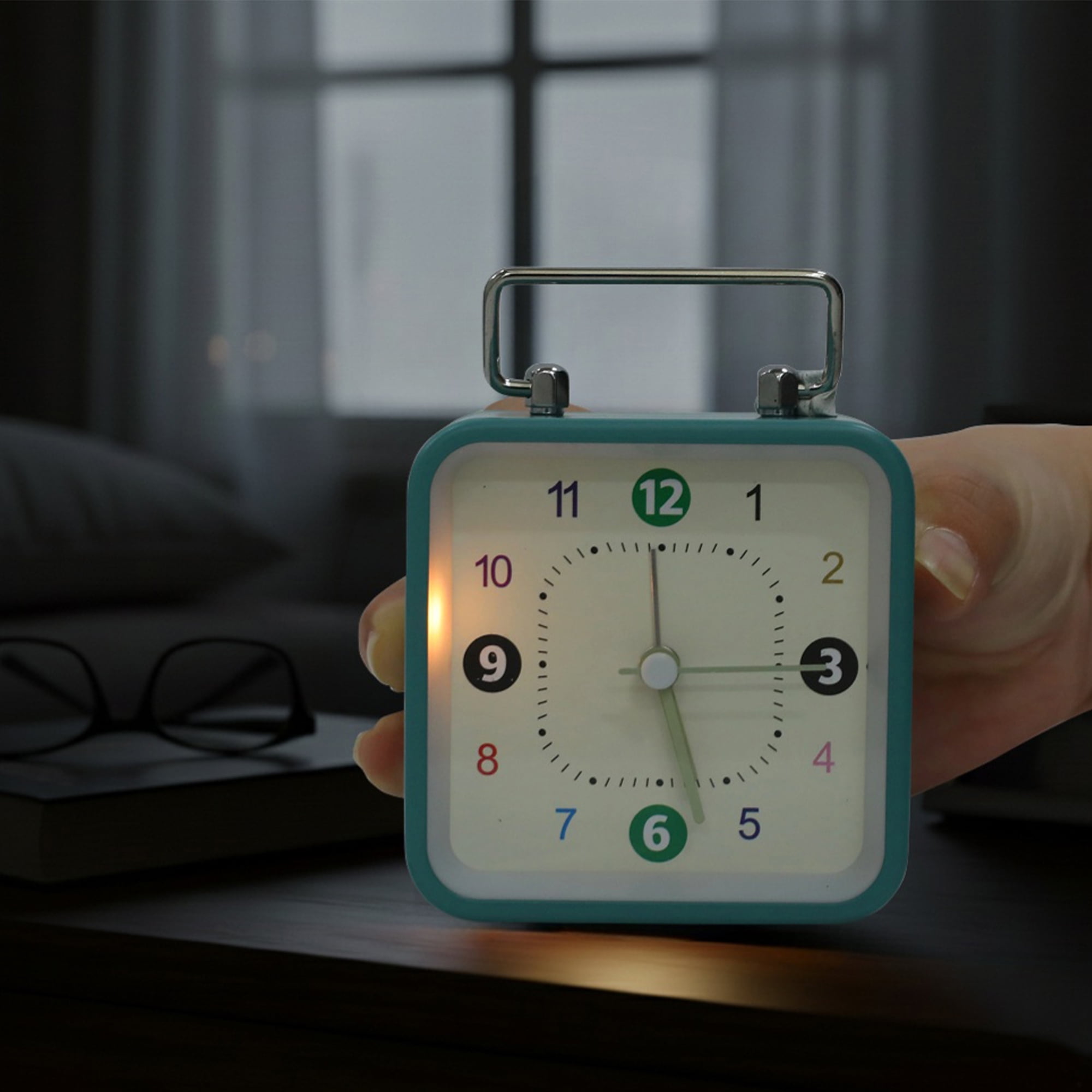 Unique Bargains 1pc Metal Casing Alarm Clock with Handle 3.3" x 1.8" x 4.5" Yellow