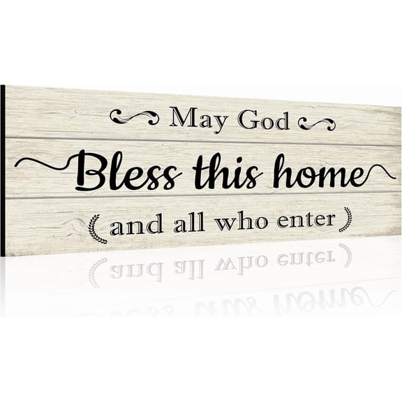 May God Bless This Home Sign - Christian Prayer Wall Decor for Farmhouse, Solid Wood Blessing Plaque with Full Phrase, Inspirational Gift for Believers, Bedroom & Entryway Wall Decor