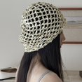 thumbnail image 4 of Byfri Sequin Crochet Skull Cap Hollow Out Summer Beanie Hat for Beach Parties Beige 54-58cm, 4 of 7