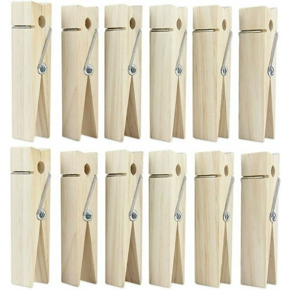 Giant Clothespins For Diy Craft, Unfinished Wood Jumbo Wood Clips Ideal For Customization