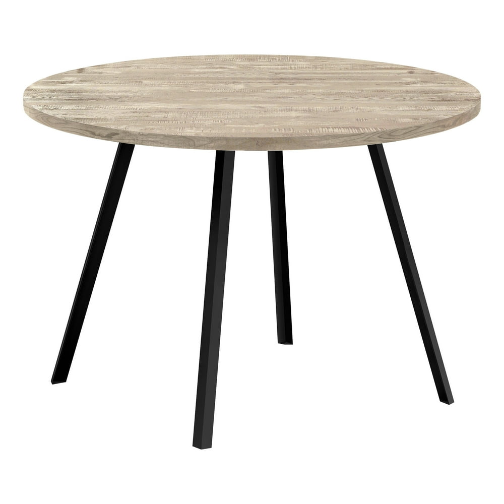 47.25" Taupe Brown and Black Distressed Finish Round Dining Table