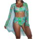 thumbnail image 1 of Trajes de Baño de Bikini de Mujer con Correas Impresas V Sexy Split Set de Tres Piezas, Diseño de Corte Alto para la Piscina de Playa Y las Vacaciones de Verano, 1 of 9