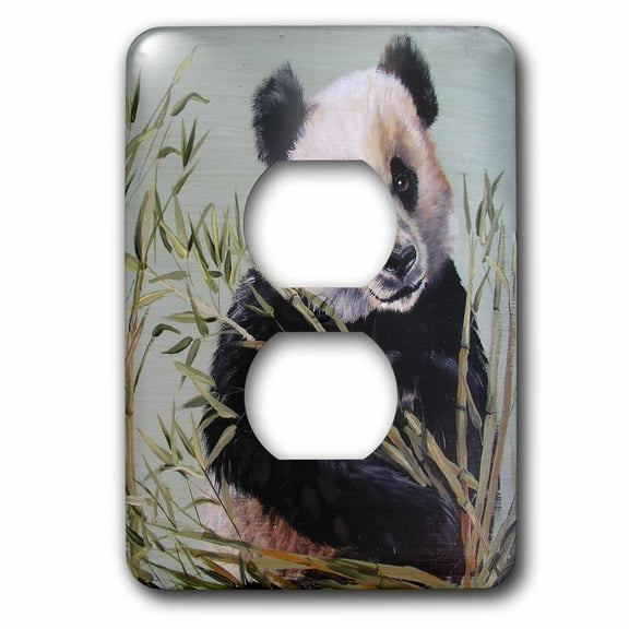 3dRose, Panda Bear Sitting in Bamboo , 2 plug outlet cover