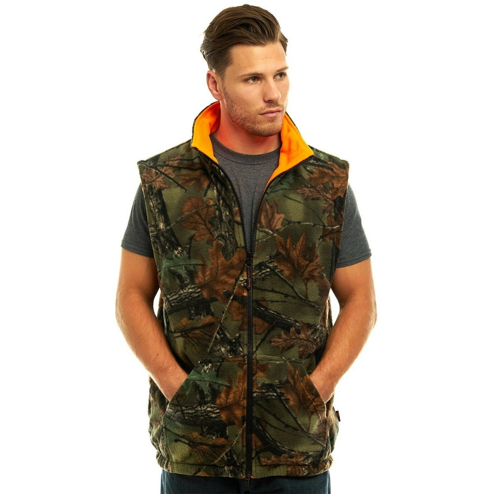 TrailCrest MEN'S REVERSIBLE CAMO & BLAZE ORANGE FLEECE HUNTING VEST