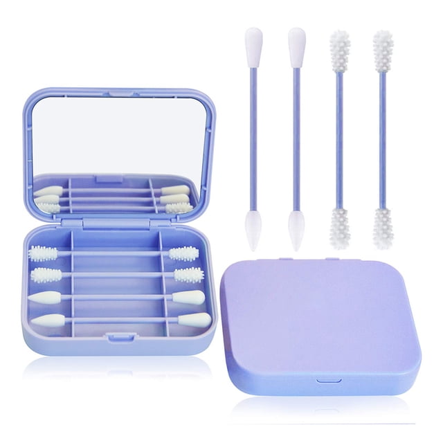 Reusable Cotton Swabs with Mirror, Washable Cotton Buds for Ear Cleaning, Skin-friendly Silicone Ear Sticks, for Eyelash Extension, Lip Brush, Make-up Cleaning, Wound Care Levamdar 2035616-1
