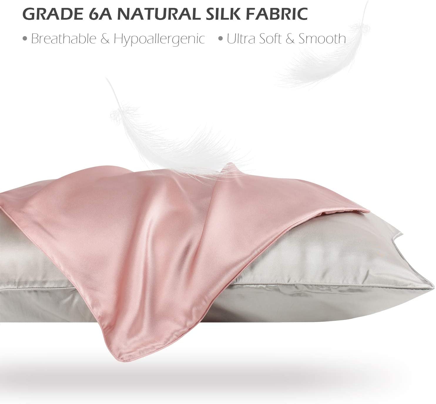 Natural Silk Pillowcase, 100 Grade 6a Mulberry Envelope Pillow With