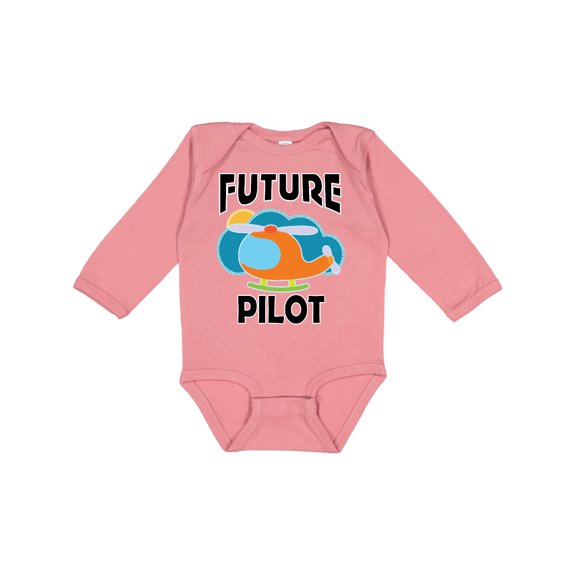 Inktastic Future Pilot Helicopter Boys or Girls Long Sleeve Baby Bodysuit