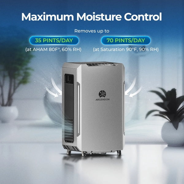ARGENDON Commercial Dehumidifiers ,70 PPD Energy Star Dehumidifier for Basementr with Pump and Drain Hose ,on Wheels,High-Capacity Moisture and Humidity Control for Homes, Industrial Use, and Large S