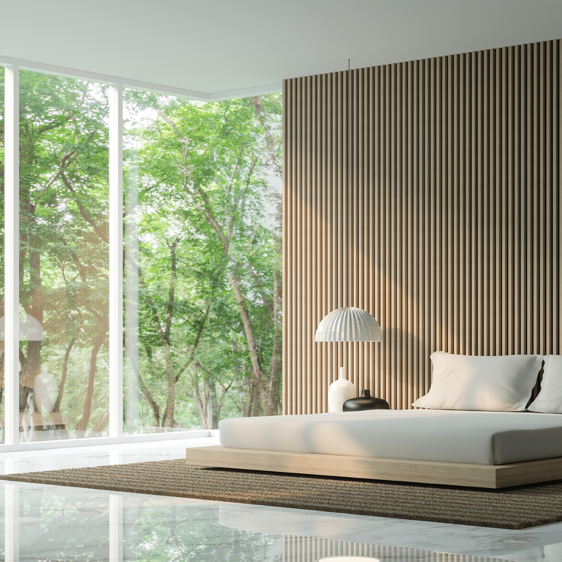 onncom Natural Oak and Black Luxury Wood Veneer Acoustic Wood Wall Slat Panels Soundproof 94.49" x 12.6" (2 Panels Per Box)
