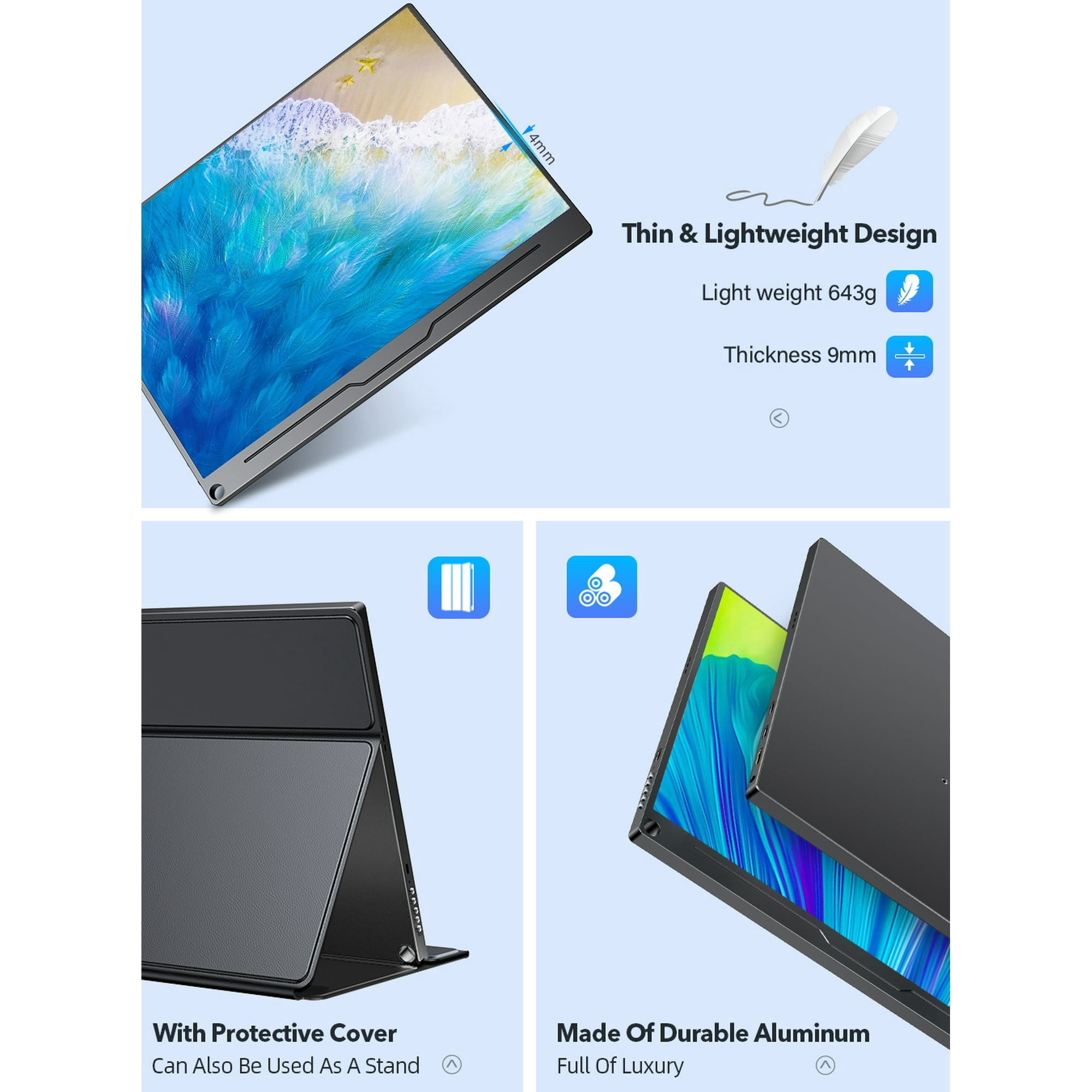 UPERFECT Portable Gaming Monitor, 13.3" 1080P FHD IPS Display, Console Monitor for Laptop PS4/5 PC Phone Xbox Switch