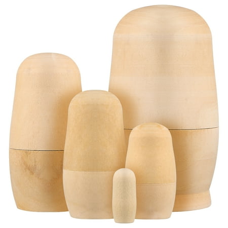 

HOMEMAXS STOBOK 5pcs DIY Matryoshka Dolls Unpainted Wooden Russian Nesting Dolls for Crafting