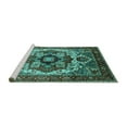 thumbnail image 2 of Ahgly Company Machine Washable Indoor Rectangle Oriental Turquoise Blue Industrial Area Rugs, 6' x 9', 2 of 4