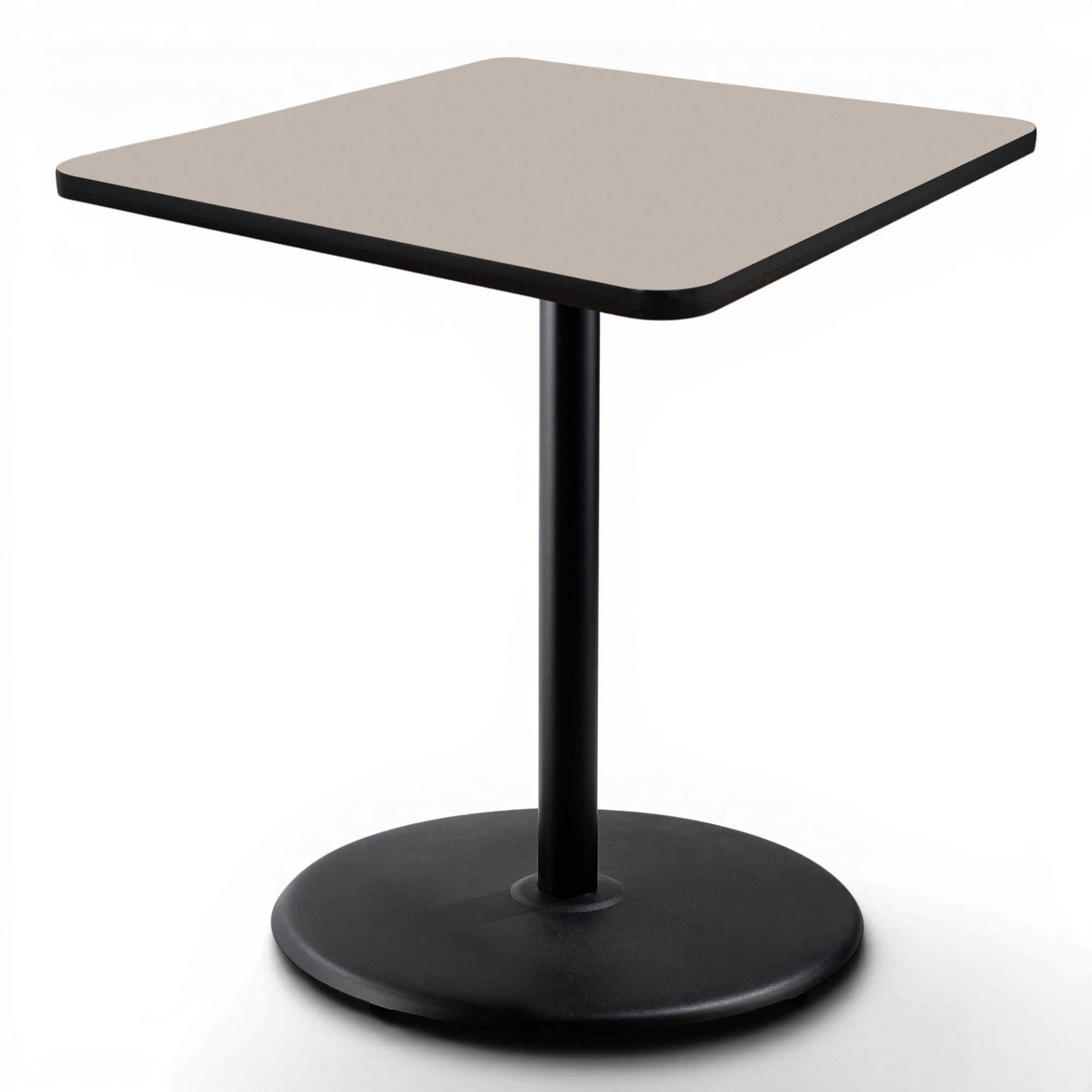 Hampden Furnishings Bennet Collection Steel Frame 36" Square Top, Round Base, 42" Height, Cafe Table, Black Frame/Grey Nebula Top