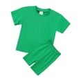 thumbnail image 4 of MEZZALL Toddler Kids Baby Boy Girl Solid Color Pullover Short Sleeve Outfits Sets Sweatshirt T-Shirt Crewneck Tops Shorts Set Clothes Breathable Baby Wear 6-7Y, 4 of 4