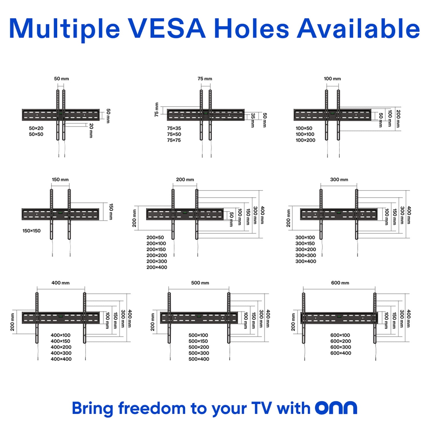 onn Tilting TV Wall Mount for 50" to 86" TV's, UL Listed, up to ±12° Tilting