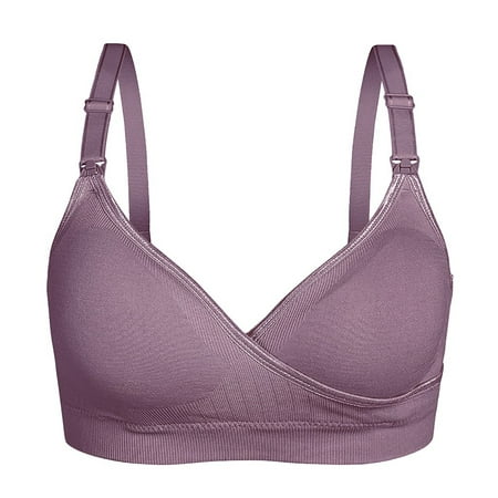 

BIZIZA Women Wireless Bralette Breastfeeding Push Up Sleeping Plus Size Maternity Bras Bra Purple S