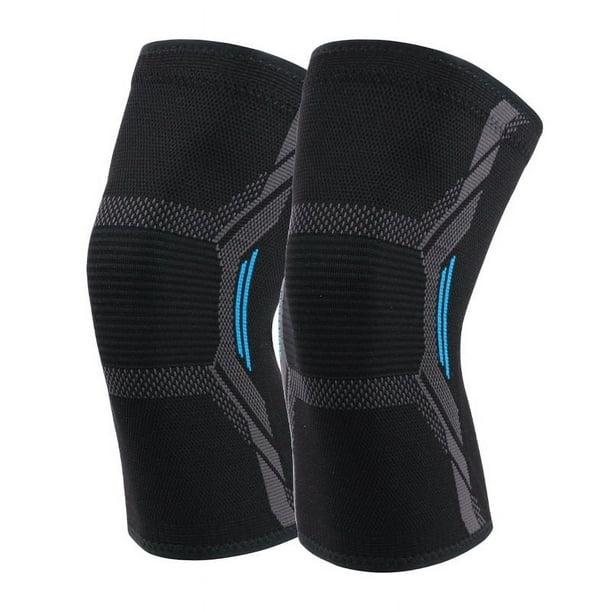 Paquete de 2 rodilleras azules L para dolor de rodilla, mujeres y hombres, rodillera de compresión para entrenamiento, correr, gimnasio, fitness, levantamiento de pesas, rodilleras elásticas para artr