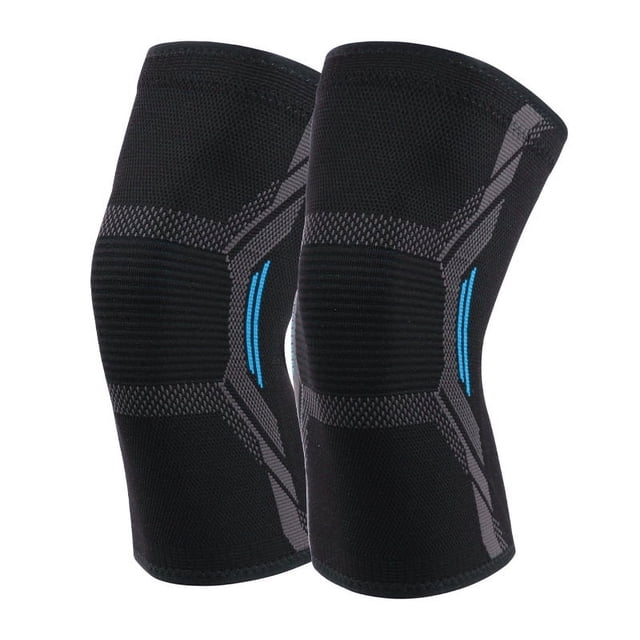 Azul Paquete de 2 rodilleras M para dolor de rodilla, mujeres y hombres, rodillera de compresión para entrenamiento, correr, gimnasio, fitness, levantamiento de pesas, rodilleras elásticas para artrit