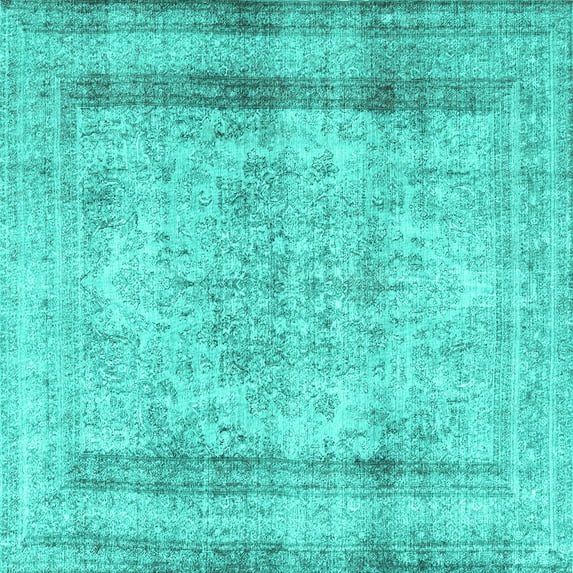 Ahgly Company Indoor Square Persian Turquoise Blue Traditional Area Rugs, 6' Square