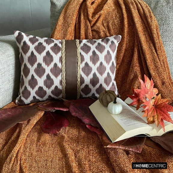 Cozy Fall Decor Oblong / Oblong Pillow Cover Brown, 12"x16" (30x40 cm) Jacquard Animal, Patchwork, Jute lace, Cozy pillows Cushion Covers, Animal Modern Style - Woodland Comfort