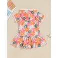 thumbnail image 5 of Musuos Little Girl Swim Cover Up 1-5 Years Short Sleeve Floral Print Zip Up Beach Cover-up Hooded Bathrobe for Toddler, 5 of 10