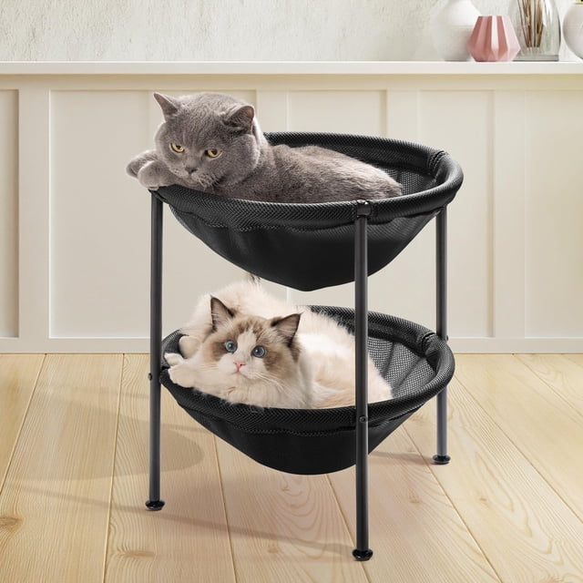 Cama Doble para Gatos JUNSPOW Negra para 2 Gatos con Patas Ajustables