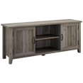 thumbnail image 1 of 58" Wood Modern Farmhouse Grooved 2 Door TV Stand - Gray Wash, 1 of 8