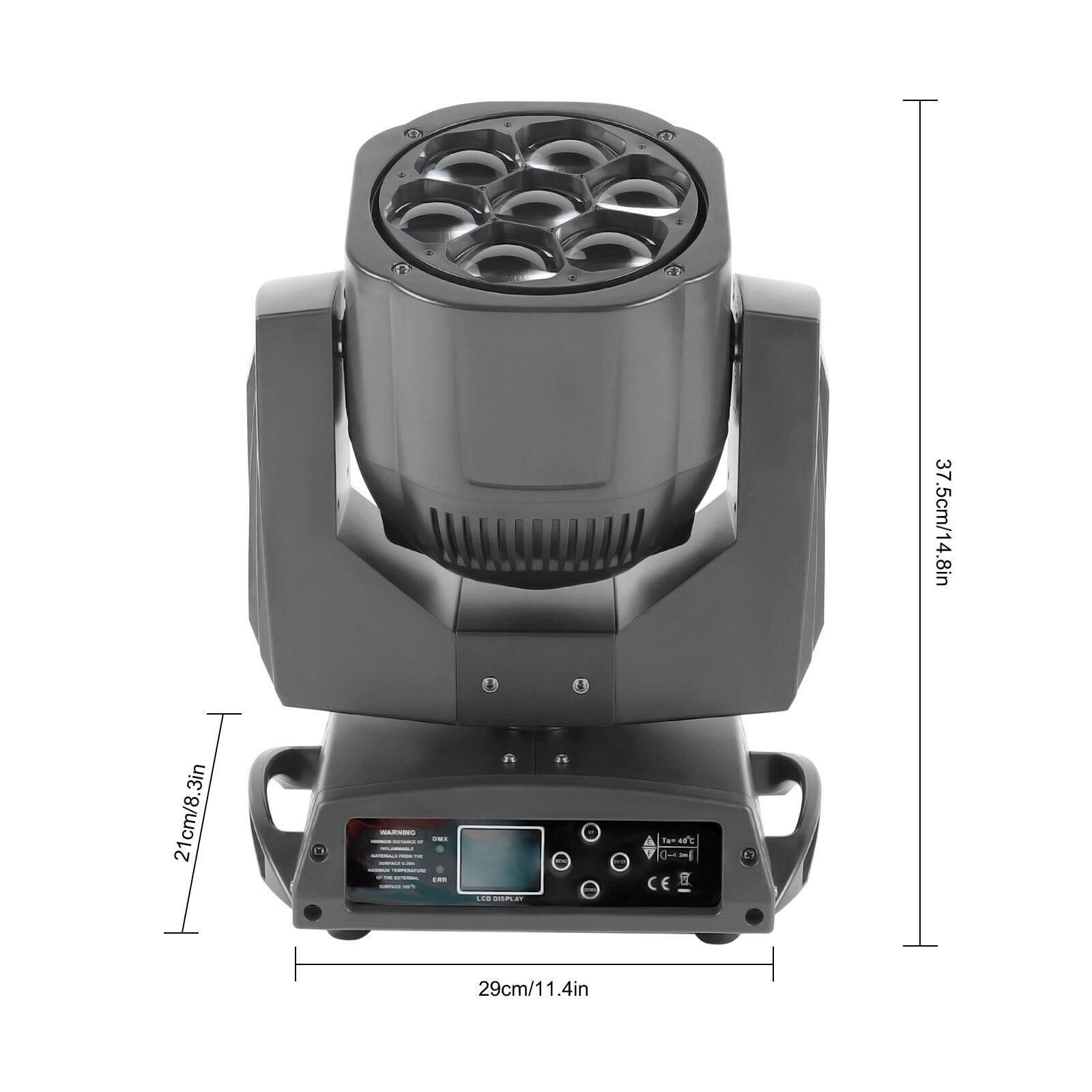 150W Moving Head Stage Light, RGBW 7 LED DJ Stage Uplight with Zoom for Entertainment Venues AC 90V-240V