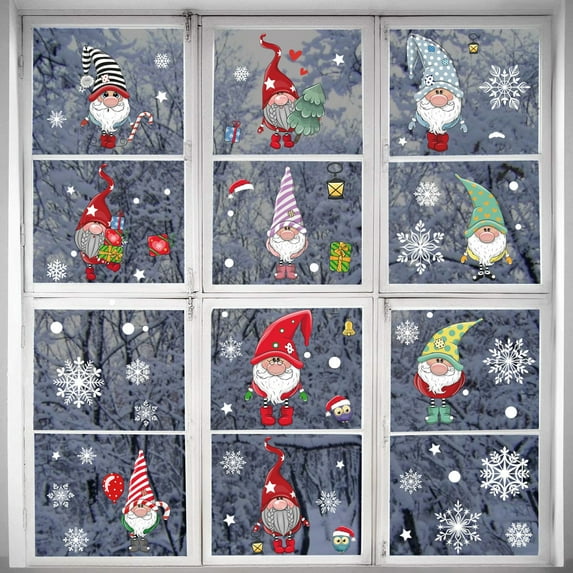 SPRING PARK Christmas Window Wall Decals Watercolor Santa Claus and Reindeer Wall Stickers Kids Room Home Party Shop Window Decorations