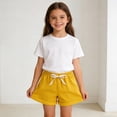 thumbnail image 5 of ATOGUTA Gym Shorts Girl Size 1T-8 Kids Loose Elastic Waist Short Pants Teen Summer Casual Jorts Yellow, 5 of 5