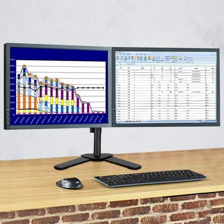 Double Arm Desk Mount - Double Dual Display Computer Monitor Arm Mount Desk Stand 10-27” Screen LED LCD