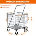 thumbnail image 5 of Large Grey Foldable Shopping Cart with 360 Degree Swivel Wheels and Double Basket for Groceries or Laundry, 5 of 7