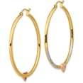thumbnail image 2 of Gold 14k Two-tone with White Rhodium Diamond Cut Heart Hoop Earrings - 44.17mm, 2 of 6