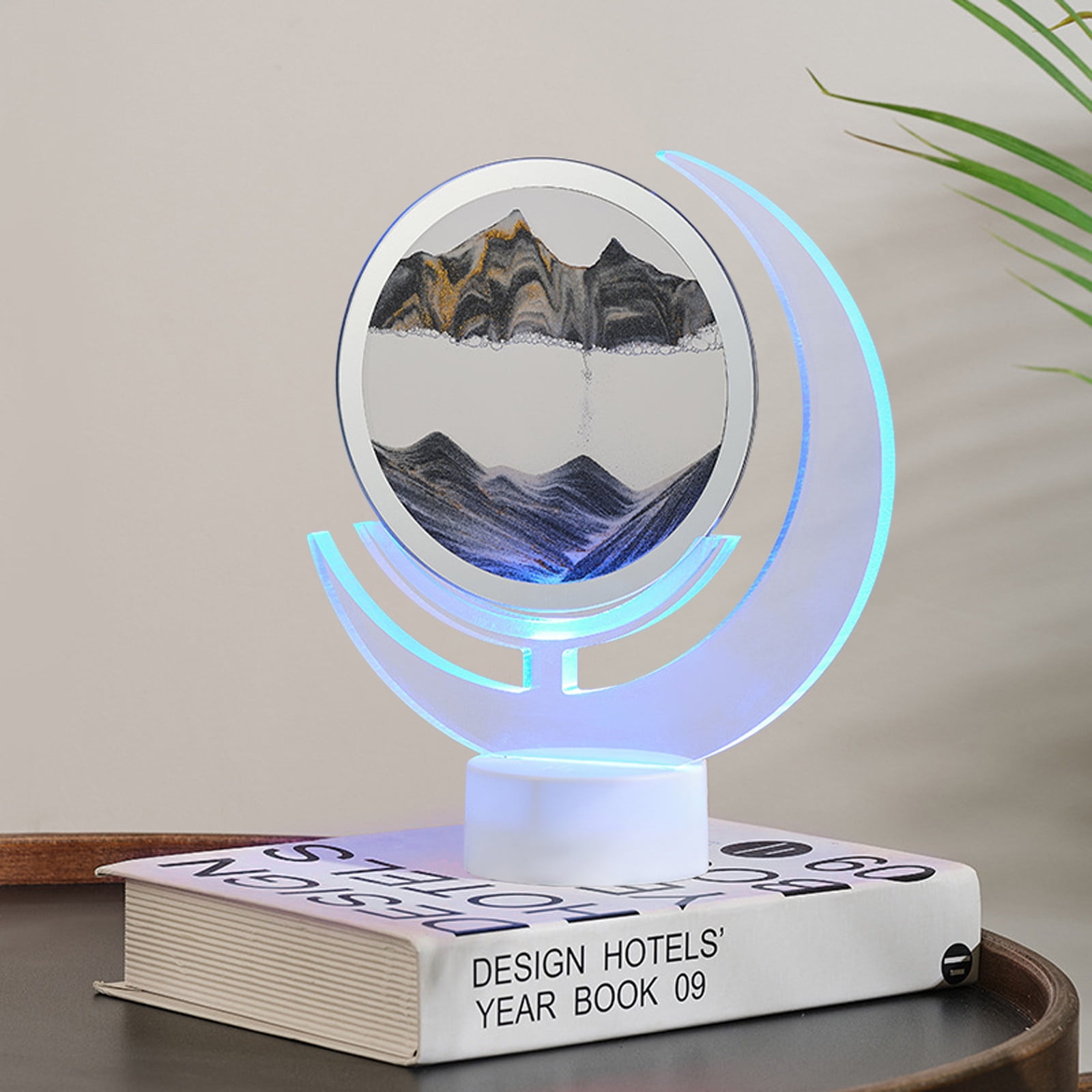 Wovilon Night Light Usb Streaming Sand Painting Night Light, 3D Three-Dimensional Moon Painting, Decorative Home Gifts Bedside Ambient Sand Painting Led Table Lamp(5Ml)