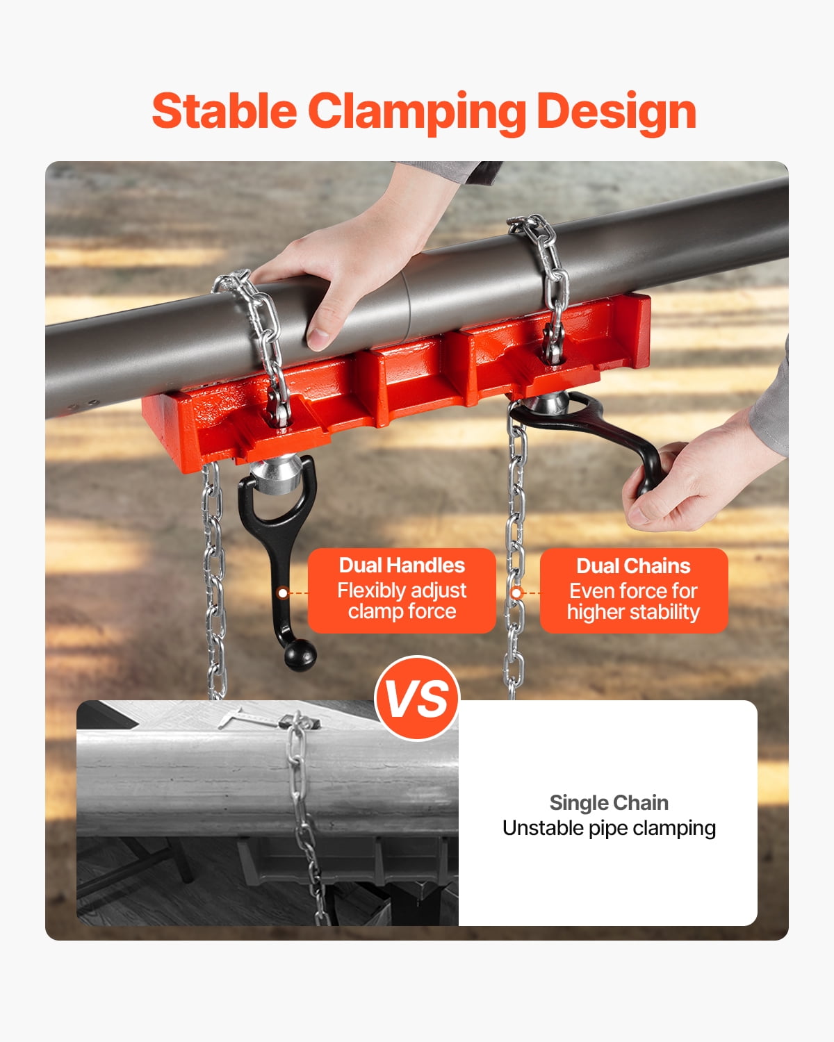 VEVOR Pipe Welding Vise, 1/2" to 8" Pipe Welding Clamp with Dual Chains & Crank Handles, Heavy-Duty Cast Iron Welding Vise for a Variety of Pipes