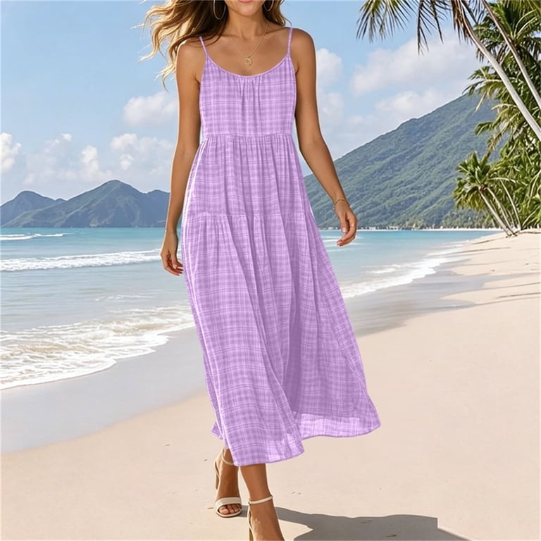 spaghetti strap dress loose Bohemian Dresses for Women 2025 Casual Boho Maxi Summer Oversized Sleeveless Flowy Long Sun Dress Mid Length a Line Tropical Sundresses Swing Beach Tiered Sundress Vacation at Amazon The low Women's Summer Dresses Linen Maxi