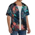 thumbnail image 4 of Honeii 's Colorful Floral Patterned Horse for men's short-sleeved button-up collared shirt featuring a pocket, perfect for beach vacations, and travel adventures., 4 of 5