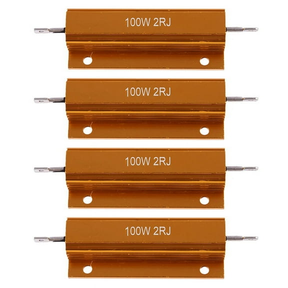 4X Gold Aluminum Clad Power Resistor Resistance 100W, 2 Ohm 2R