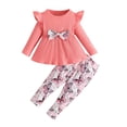 thumbnail image 2 of RXIRUCGD Mode Hauts à Manches Longues Décontractés pour Filles Col Rond Imprimé Ensembles de Pantalons Longs (Rouge Melon D\'eau, Taille : 2 Ans), 2 of 6