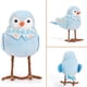 thumbnail image 4 of MuñEcos de PáJaros de Peluche de Pascua, Adornos NavideñOs de Estatuilla de PáJaro de Pie con Pata Larga, Bufanda Estampada y Lazo para Mesa Azul, 4 of 5