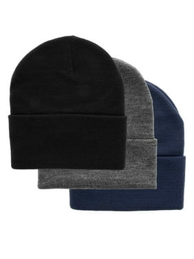 3 DG Hill Warm Winter Hats For Men, Beanie Hat For Men Set In Navy Blue, Slate Gray & Black, Pack Of Soft Acrylic Winter Caps For Men, Thermal Work Hat Set