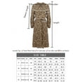 thumbnail image 5 of Women’s Midi Leopard Dress Stylish Long Sleeves High Waist Dress Button Front Drawstring Belt A-Lined Dress, 5 of 5